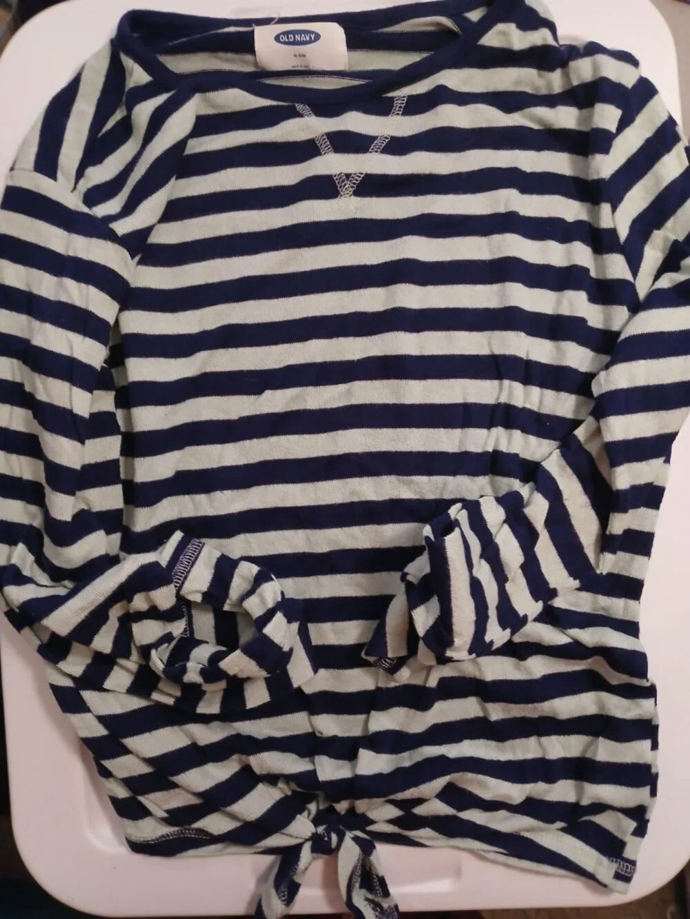 Old Navy Girls XL (14) Blue Stripe Long Sleeve Shirt